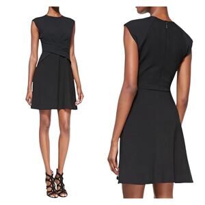 Rebecca Taylor Womens Diamond Wrap Dress Size 0 Black Jersey Stretch Cap Sleeves